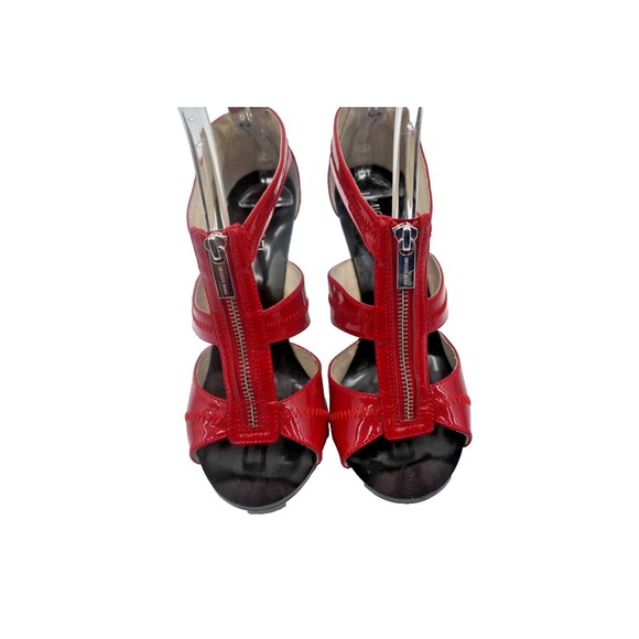 Michael Michael Kors Berkley T-Strap Red High Heel Sandals Front Zipper Size 9 M - Picture 1 of 10